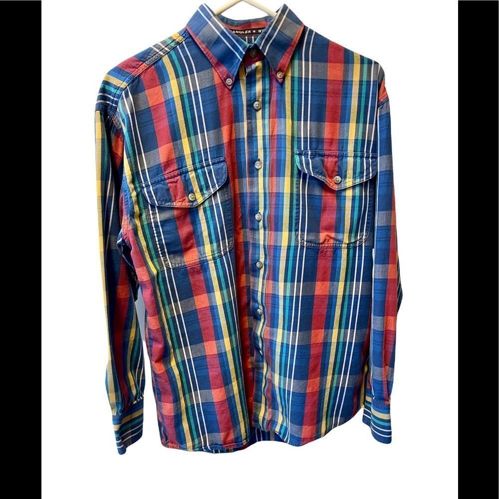 VINTAGE western wear, vintage wrangler long sleeve blue label size large